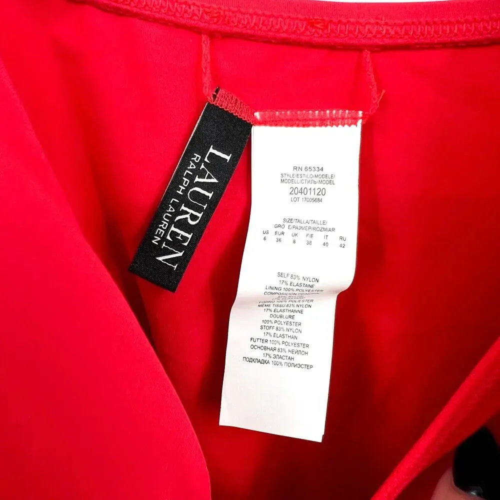 LAUREN RALPH LAUREN Womens Tankini Top Size 6 Red Toggle-Trim NWOT - Picture 10 of 12